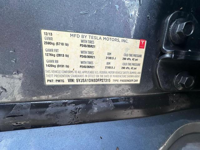 Photo 10 from auction – 2013 TESLA MODEL S with VIN 5YJSA1DN8DFP27315