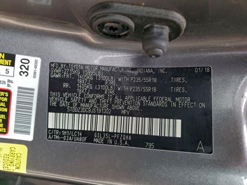 Photo 14 from auction – 2018 TOYOTA SIENNA XLE with VIN 5TDDZ3DC9JS191302