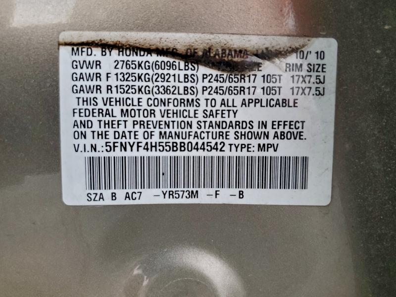 Photo 14 from auction – 2011 HONDA PILOT EXL with VIN 5FNYF4H55BB044542