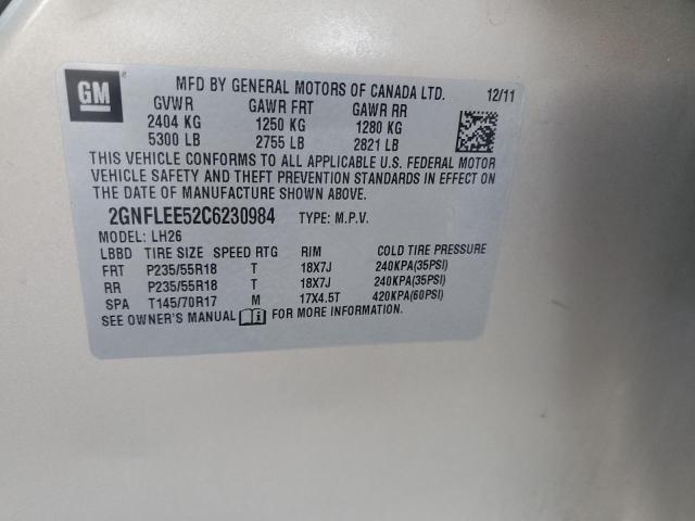 Photo 14 from auction – 2012 CHEVROLET EQUINOX LT with VIN 2GNFLEE52C6230984