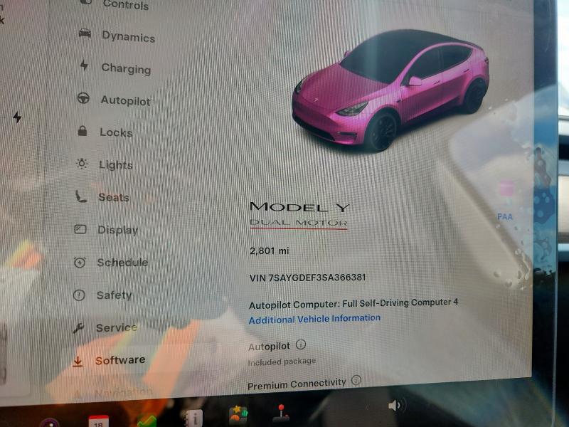 Photo 9 from auction – 2025 TESLA MODEL Y with VIN 7SAYGDEF3SA366381