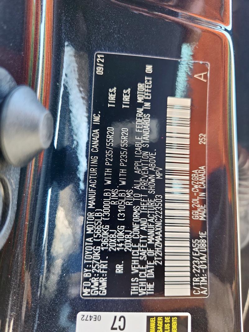Photo 14 from auction – 2022 LEXUS RX 350 with VIN 2T2HZMAAXNC223503