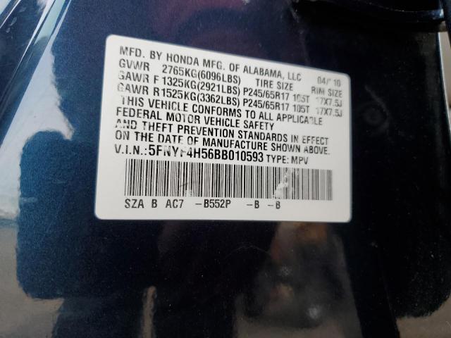 Photo 14 from auction – 2011 HONDA PILOT EXL with VIN 5FNYF4H56BB010593