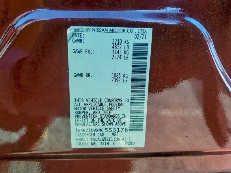 Photo 14 from auction – 2021 NISSAN LEAF SL PL with VIN 1N4BZ1DVXMC553176
