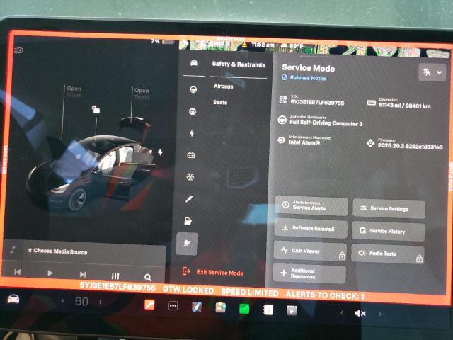 Photo 9 from auction – 2020 TESLA MODEL 3 with VIN 5YJ3E1EB7LF639755