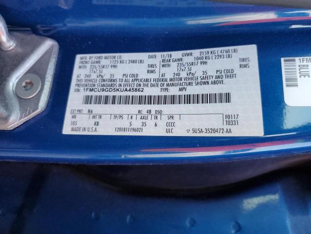 Photo 14 from auction – 2019 FORD ESCAPE SE with VIN 1FMCU9GD5KUA45862