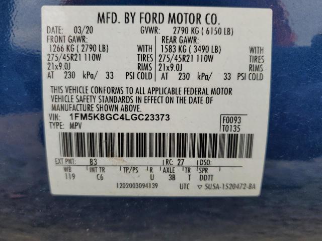 Photo 14 from auction – 2020 FORD EXPLORER S with VIN 1FM5K8GC4LGC23373