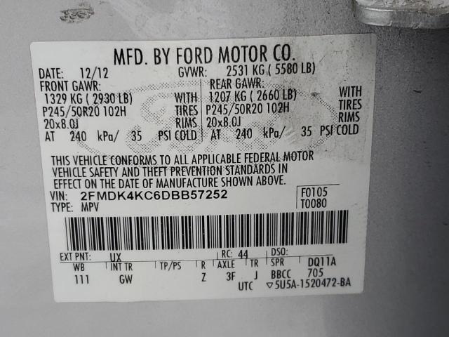 Photo 14 from auction – 2013 FORD EDGE LIMIT with VIN 2FMDK4KC6DBB57252