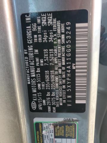 Photo 14 from auction – 2016 KIA SORENTO EX with VIN 5XYPH4A11GG053249