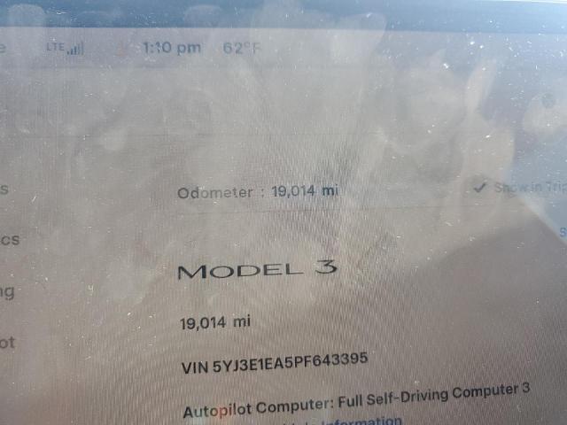 Photo 9 from auction – 2023 TESLA MODEL 3 with VIN 5YJ3E1EA5PF643395