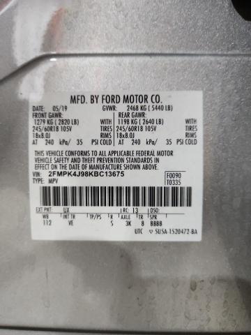 Photo 14 from auction – 2019 FORD EDGE SEL with VIN 2FMPK4J98KBC13675