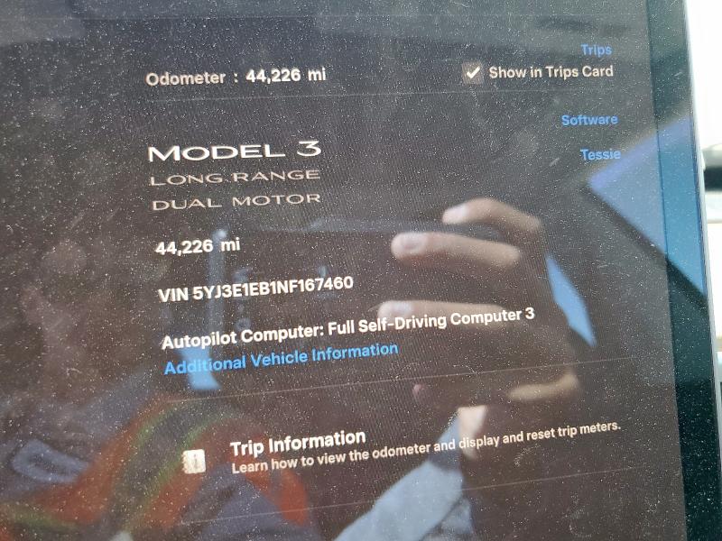 Photo 9 from auction – 2022 TESLA MODEL 3 with VIN 5YJ3E1EB1NF167460