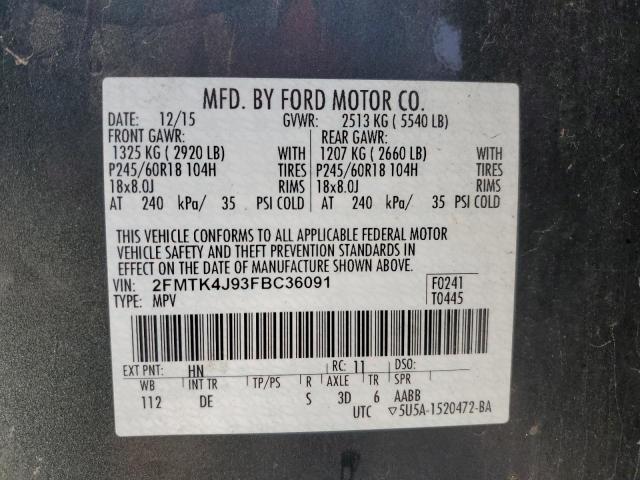 Photo 14 from auction – 2015 FORD EDGE SEL with VIN 2FMTK4J93FBC36091