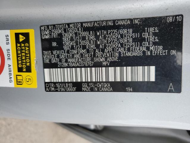 Photo 14 from auction – 2010 LEXUS RX 350 with VIN 2T2BK1BA6AC078767