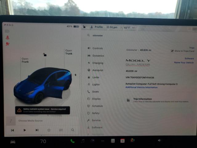 Фото 9 с аукциона – 2022 TESLA MODEL Y с VIN 7SAYGDEF3NF414436