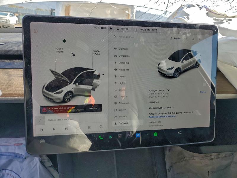 Photo 9 from auction – 2021 TESLA MODEL Y with VIN 5YJYGDEE5MF299437