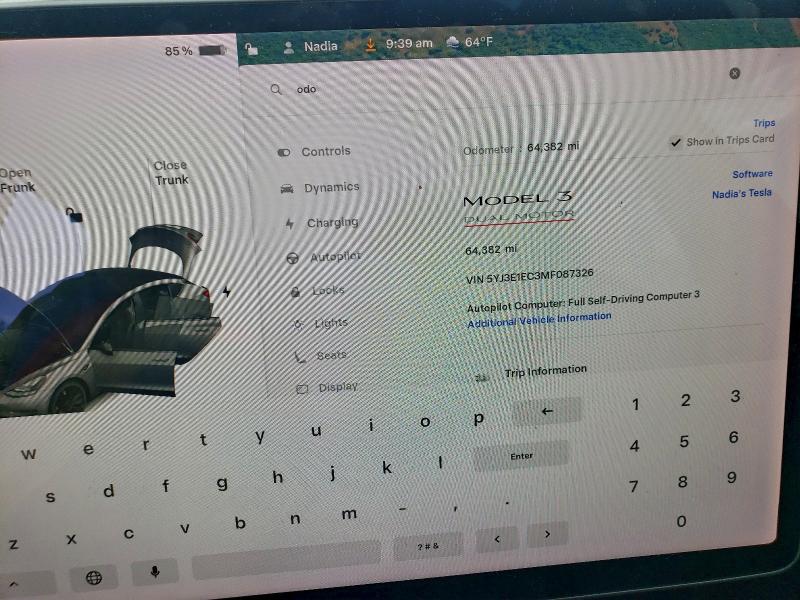 Photo 9 from auction – 2021 TESLA MODEL 3 with VIN 5YJ3E1EC3MF087326