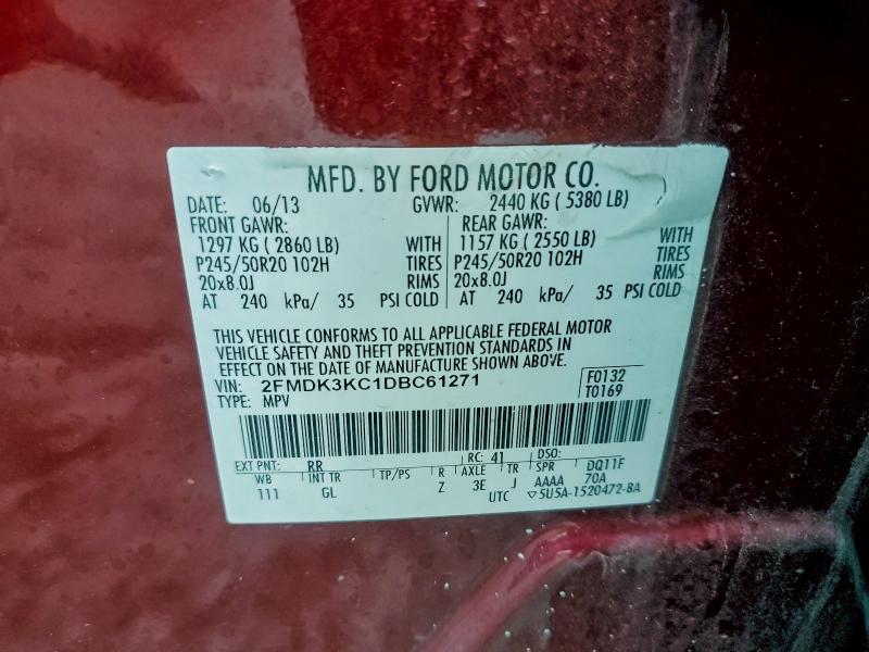 Photo 14 from auction – 2013 FORD EDGE LIMIT with VIN 2FMDK3KC1DBC61271