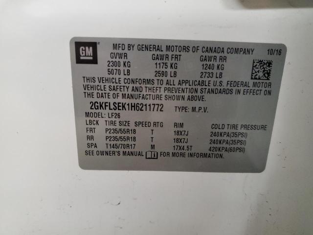 Photo 14 from auction – 2017 GMC TERRAIN SL with VIN 2GKFLSEK1H6211772