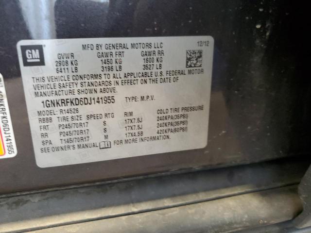 Photo 14 from auction – 2013 CHEVROLET TRAVERSE L with VIN 1GNKRFKD6DJ141955