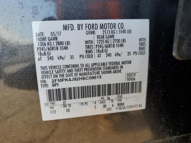 Photo 14 from auction – 2017 FORD EDGE SEL with VIN 2FMPK4J92HBC09615