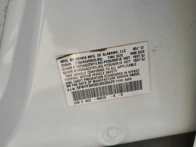 Photo 14 from auction – 2012 HONDA PILOT EXL with VIN 5FNYF3H50CB030429