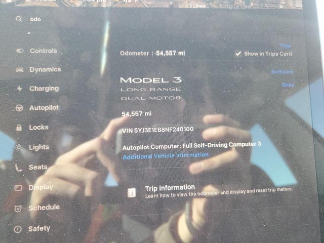 Photo 9 from auction – 2022 TESLA MODEL 3 with VIN 5YJ3E1EB8NF240100