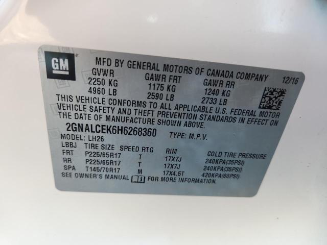 Photo 14 from auction – 2017 CHEVROLET EQUINOX LT with VIN 2GNALCEK6H6268360