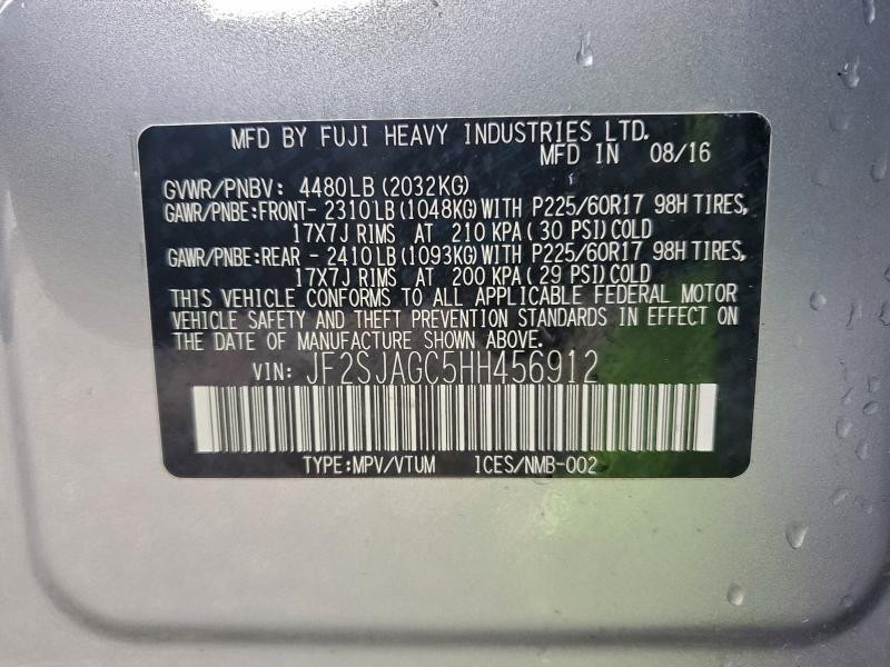 Photo 14 from auction – 2017 SUBARU FORESTER 2 with VIN JF2SJAGC5HH456912