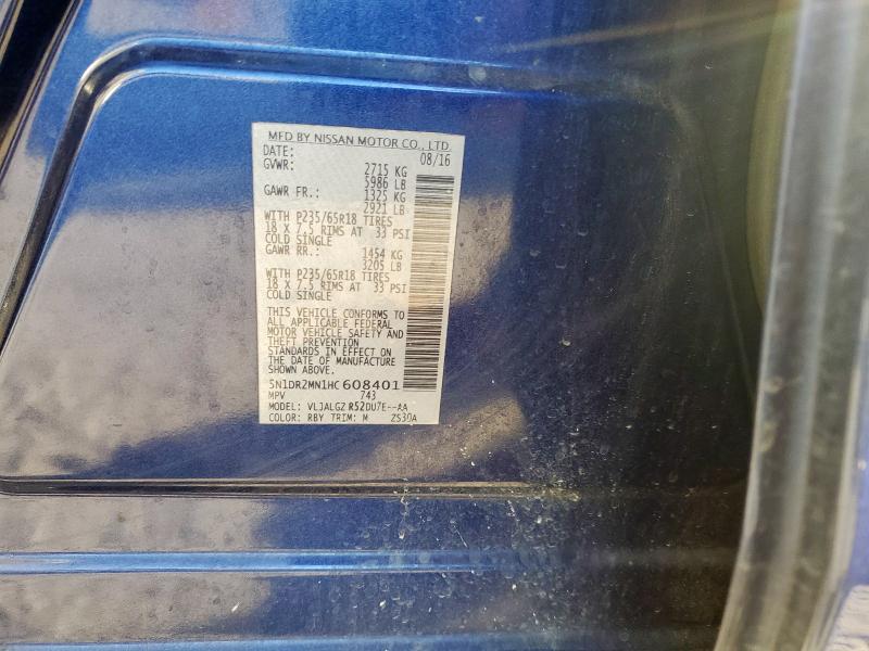 Photo 14 from auction – 2017 NISS PATHFINDER with VIN 5N1DR2MN1HC608401