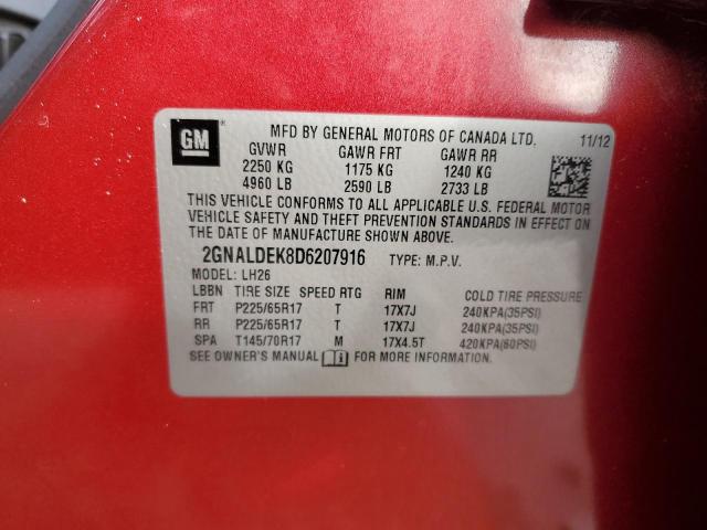 Photo 14 from auction – 2013 CHEVROLET EQUINOX LT with VIN 2GNALDEK8D6207916