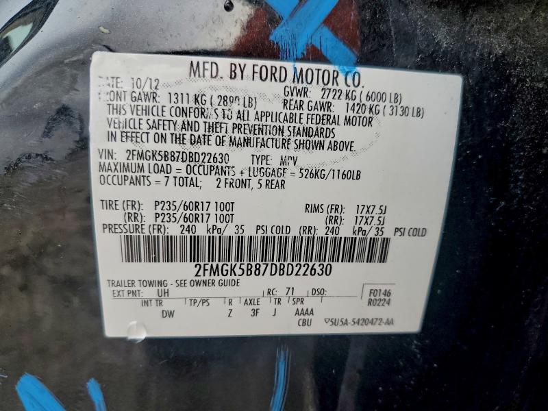 Photo 14 from auction – 2013 FORD FLEX SE with VIN 2FMGK5B87DBD22630