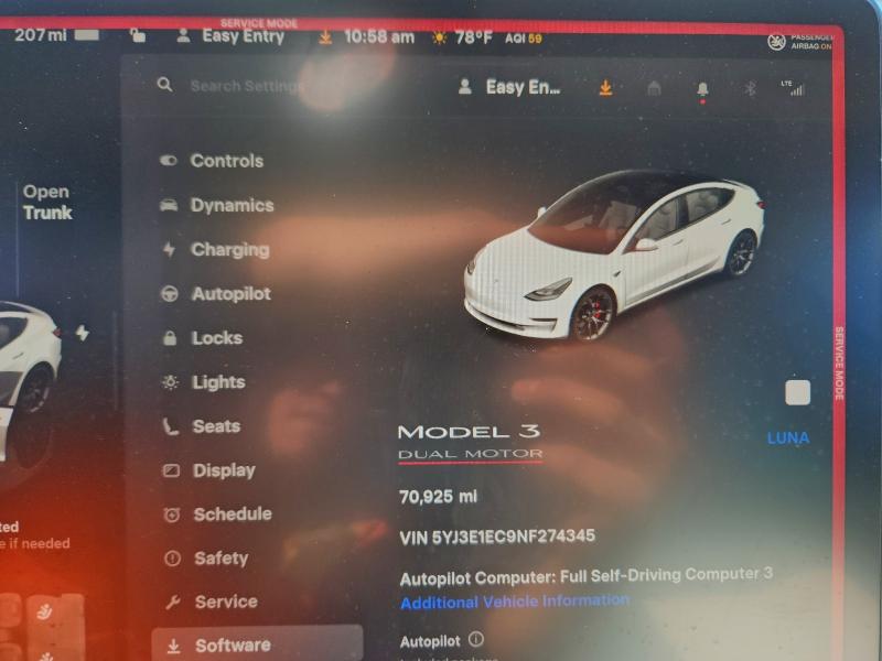 Photo 9 from auction – 2022 TESLA MODEL 3 with VIN 5YJ3E1EC9NF274345
