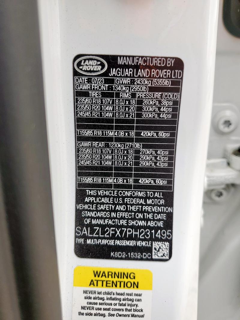 Photo 14 from auction – 2023 LAND ROVER RANGE ROVE with VIN SALZL2FX7PH231495