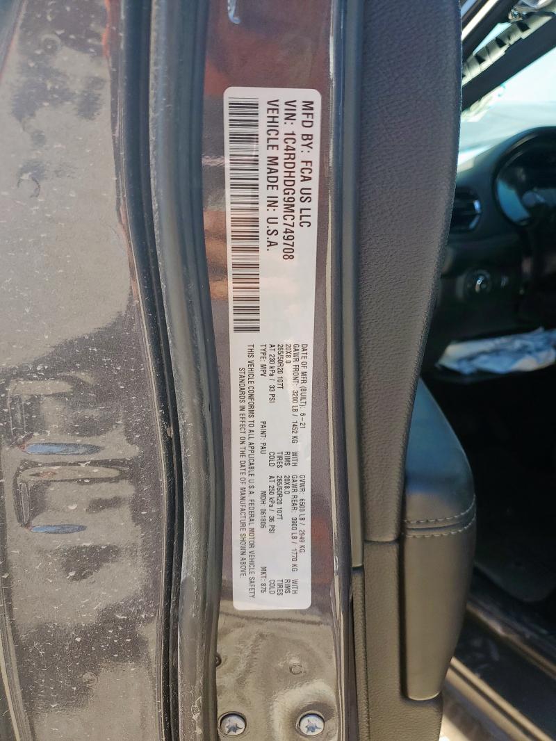 Photo 14 from auction – 2021 DODGE DURANGO GT with VIN 1C4RDHDG9MC749708
