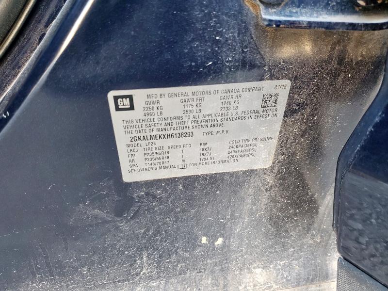 Photo 14 from auction – 2017 GMC TERRAIN SL with VIN 2GKALMEKXH6138293