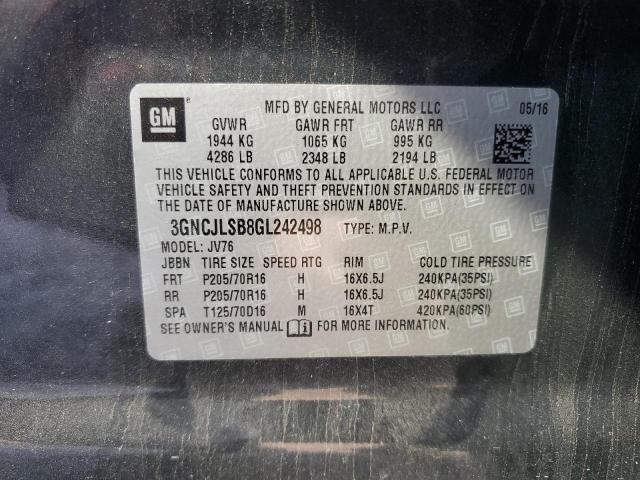 Photo 14 from auction – 2016 CHEVROLET TRAX 1LT with VIN 3GNCJLSB8GL242498
