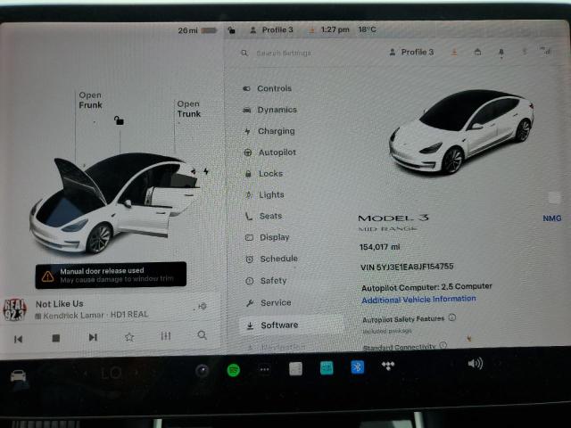 Photo 9 from auction – 2018 TESLA MODEL 3 with VIN 5YJ3E1EA8JF154755