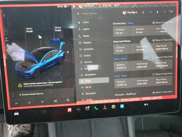 Photo 9 from auction – 2024 TESLA MODEL 3 with VIN 5YJ3E1EA5RF765175