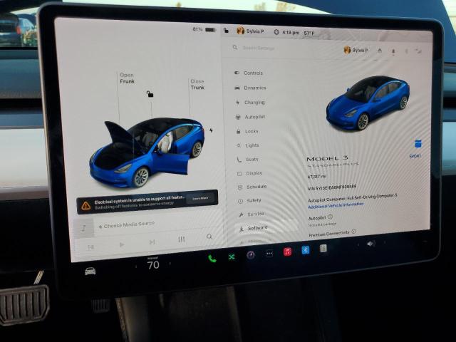 Photo 9 from auction – 2021 TESLA MODEL 3 with VIN 5YJ3E1EA6MF936489