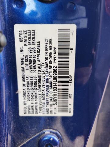 Photo 14 from auction – 2004 HONDA ELEMENT LX with VIN 5J6YH18314L009062