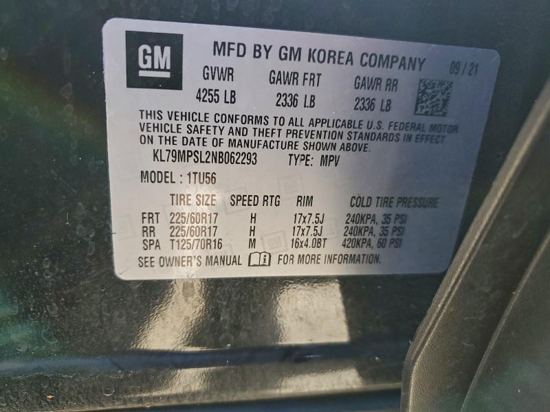 Photo 14 from auction – 2022 CHEVROLET TRAILBLAZE with VIN KL79MPSL2NB062293