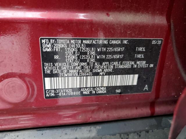 Photo 14 from auction – 2020 TOYOTA RAV4 XLE with VIN 2T3W1RFV9LC066465