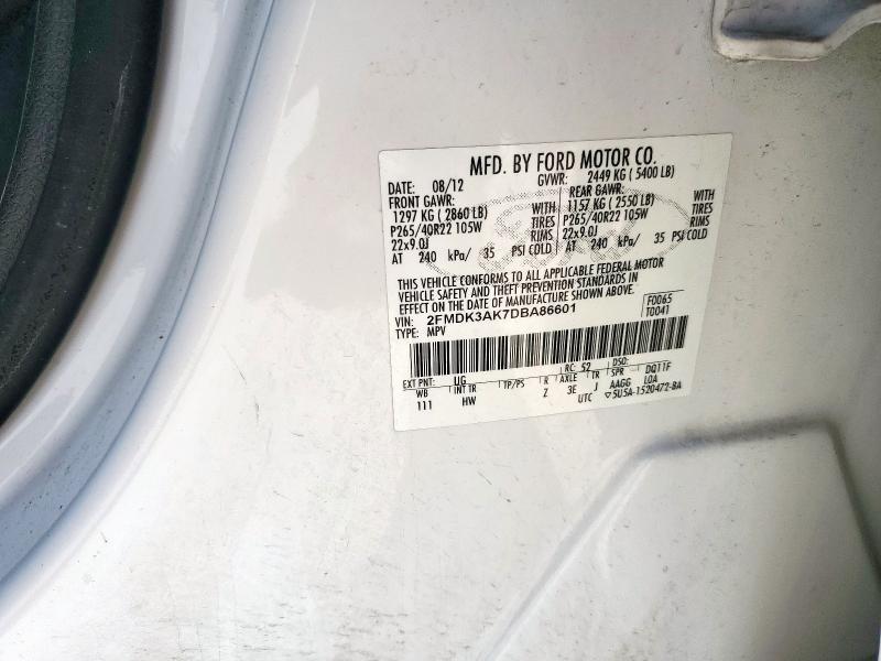 Photo 14 from auction – 2013 FORD EDGE SPORT with VIN 2FMDK3AK7DBA86601