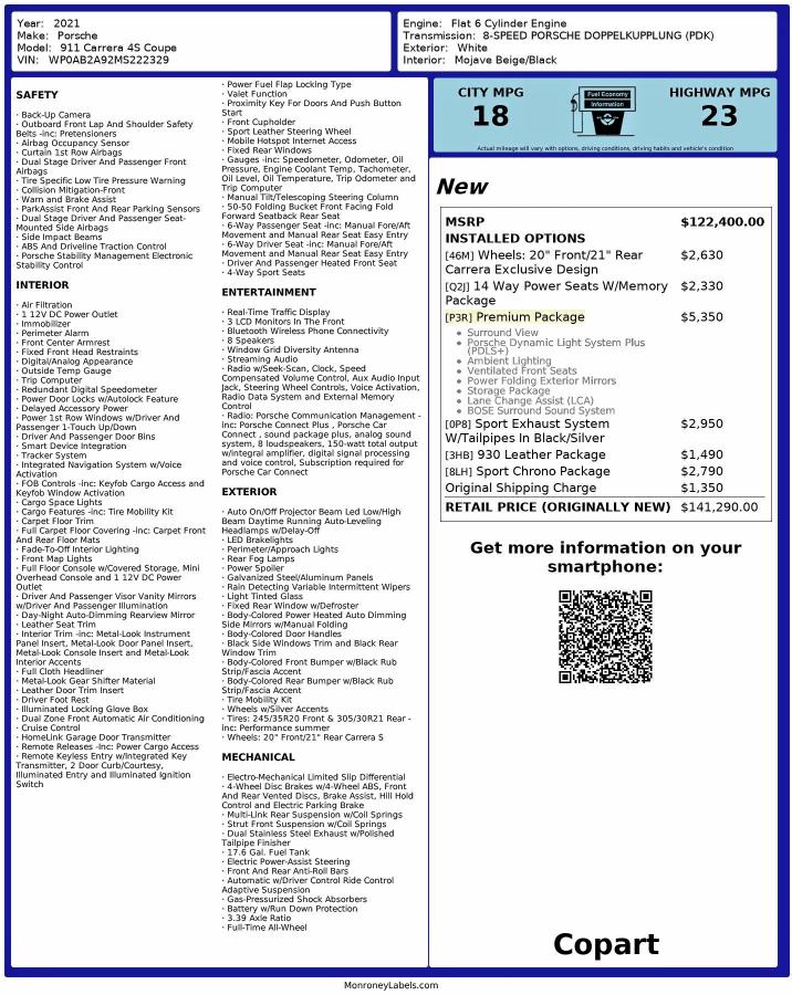 Zdjęcie 10 z aukcji – 2021 PORSCHE 911 CARRER z VIN WP0AB2A92MS222329