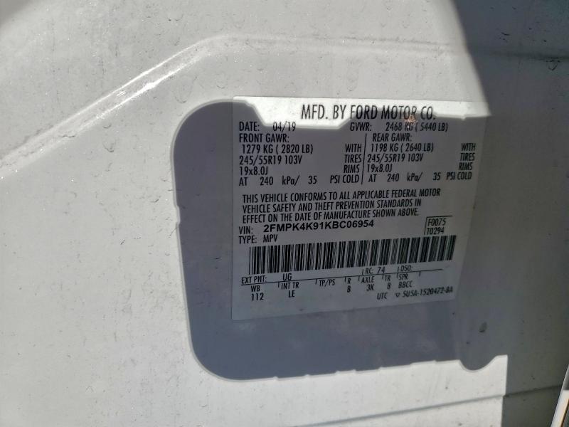 Photo 14 from auction – 2019 FORD EDGE TITAN with VIN 2FMPK4K91KBC06954