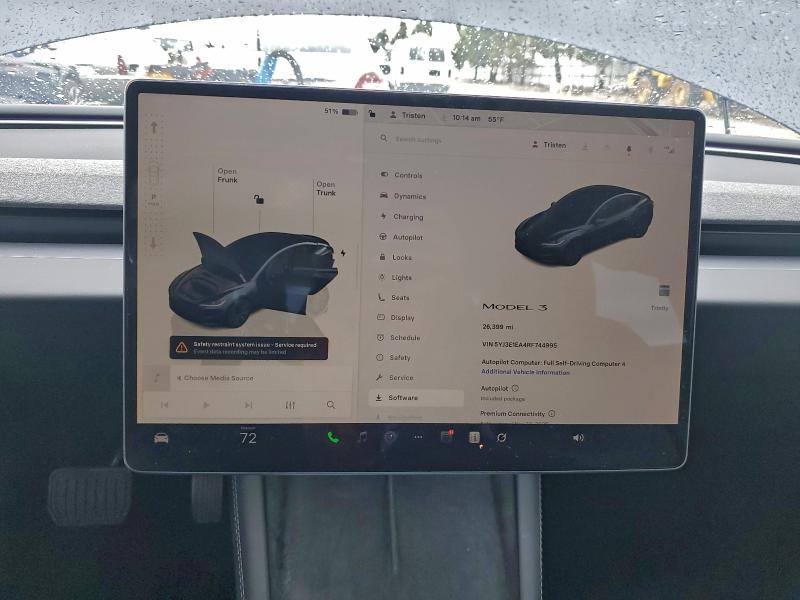 Photo 9 from auction – 2024 TESLA MODEL 3 with VIN 5YJ3E1EA4RF744995
