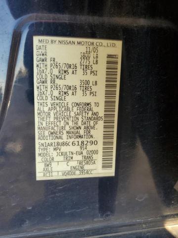 Photo 14 from auction – 2006 NISSAN PATHFINDER with VIN 5N1AR18U86C618290