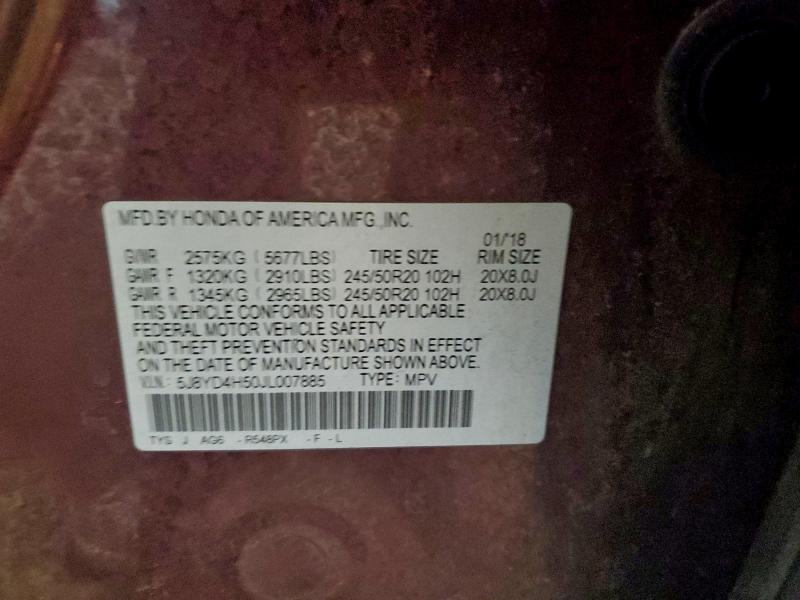 Photo 14 from auction – 2018 ACURA MDX TECHNO with VIN 5J8YD4H50JL007885