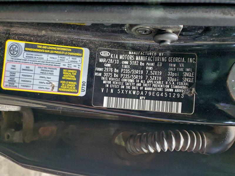 Photo 14 from auction – 2014 KIA SORENTO SX with VIN 5XYKWDA79EG451293